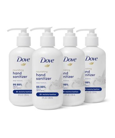 Dove Nourishing-Hand-Sanitizer 99.99% Effective Against Germs Deep Moisture Antibacterial Gel with 61% Alcohol and Lasting Moisturization For Up to 8 Hours 8 oz 4 Count Deep Moisture 8 Ounce (Pack of 4)