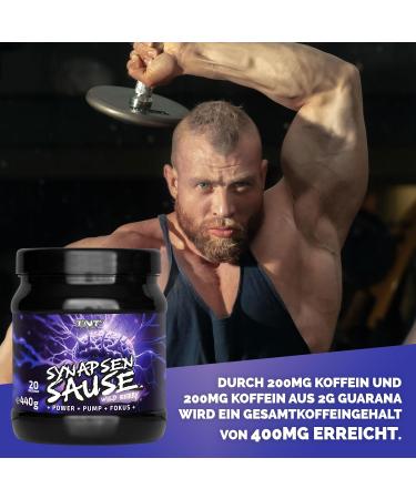 TNT SYNAPSENSAUS Wild Berry 440g | Pre-Workout Booster | Fitness & Bodybuilding | L-Citrulline Caffeine & Guarana | Made in Germany - 20 Servings - Buy Online on GoSupps.com