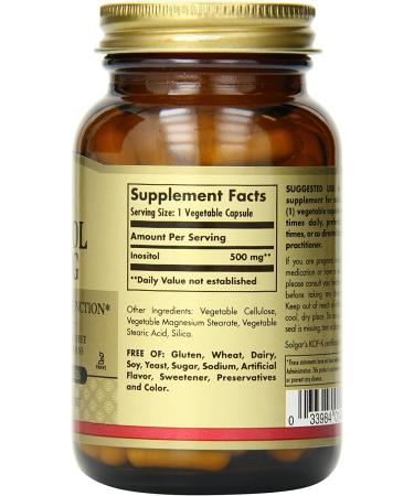 Solgar Inositol 500 mg | 100 Vegetable Capsules | Premium Mood Support - Buy Online on GoSupps.com