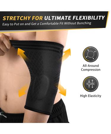 CAMBIVO Elbow Brace 2 Pack - Compression Sleeve with Pads for Tendonitis, Tennis & Golfer's Elbow - Pain Relief for Weightlifting & Daily Use - Large Black - Buy Online on GoSupps.com