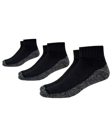 Foot Comfort Diabetic Care Unisex Quarter Socks 3 Pairs Large Black