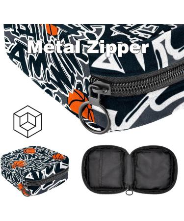 Grunge Basketball Pattern Womens Napkin Storage Bag | Portable Period Bag for Teens & Women | Menstrual Cup Pocket & Breastfeeding Pillow Holder - Buy Online on GoSupps.com