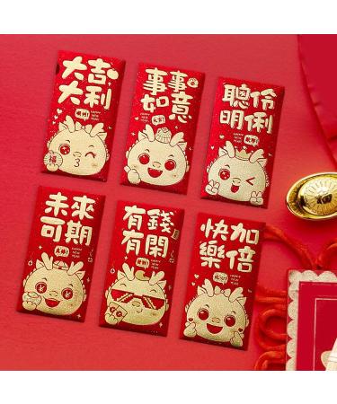 Generic 6pcs Traditional 2024 New Year Hong Bao Red Envelopes Year of The Dragon Hongbao Red Packet for Birthday Spring Festival Wedding Style B - Buy Online on GoSupps.com
