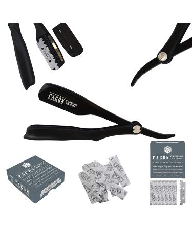 100 BLADES + Fac n Professional Japanese Straight Edge Barber Razor - Salon Quality Shavette - Buy Online on GoSupps.com