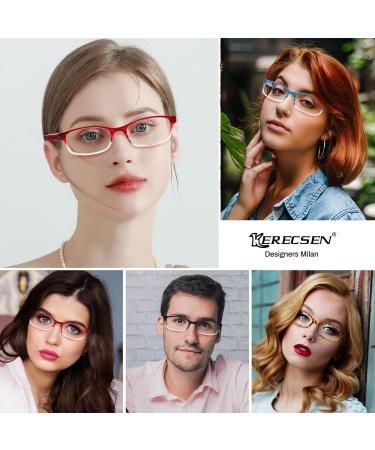 Buy Kerecsen 5 Pack Reading Glasses for Men & Women - High-Quality Spring Hinges Comfortable Rectangular Design - Multi-Colored (2.00 Magnification) - International Shipping Available - Buy Online on GoSupps.com
