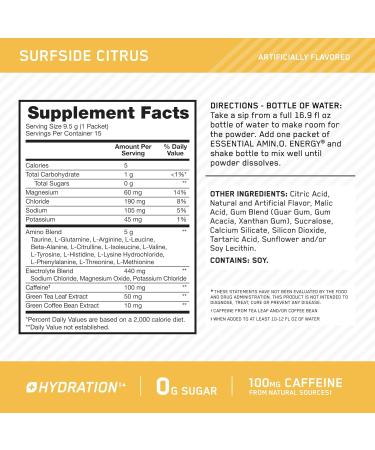Optimum Nutrition Essential Amino Energy Plus Electrolytes Stick Packs Energy Powder Surfside Citrus and Strawberry Burst 30 Count - Buy Online on GoSupps.com