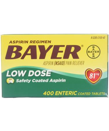 Bayer Aspirin Regimen Low Dose 81mg, Enteric Coated Tablets, 400-Count 400 Count (Pack of 1)