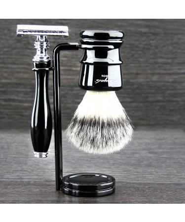 Premium Men's Shaving Set - Synthetic Hair Brush & Double-Sided Safety Razor for a Smooth Shave - Buy Online on GoSupps.com