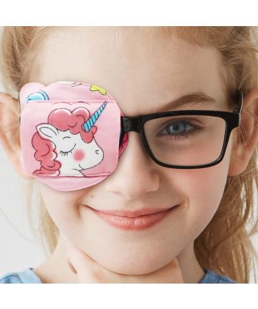 Astropic 3D Cotton & Silk Eye Patch for Kids | Girls Eye Patch for Glasses | Medical Eye Patch for Children with Lazy Eye (Pink Unicorn, Right Eye) To Cover Right Eye Pink Hair Unicorn
