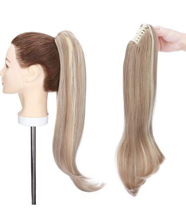 55 cm Claw on Ponytail Extensions Curly Clip in Ponytail Wavy Curly Synthetic Hair Extensions Hair Extension Braid Hairpiece Ponytail for Women Sandy Blonde & Bleached Blonde