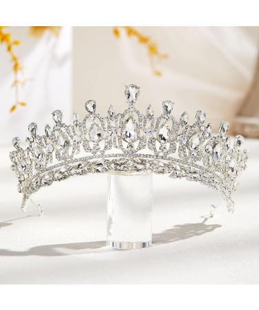 AW BRIDAL Women's Crystal Wedding Queen Crown - Silver | Headpieces for Bride, Pageant, Quinceanera, Prom - Buy Online on GoSupps.com