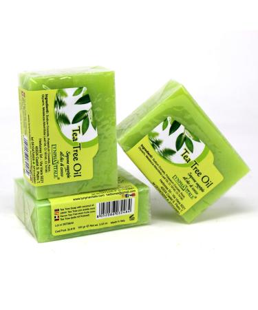 3 Savons Tea Tree Oil base d'huile essentielle - peaux grasses et impures - 3 x 100 gr - 100% Naturel