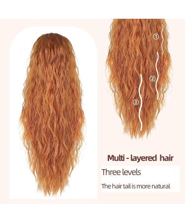 Buy Porsmeer 75 cm Ginger Orange Wavy Curly Ponytail Extension - Natural Clip-In Hair Part for Women | Afro Braid Hair Extension - Buy Online on GoSupps.com