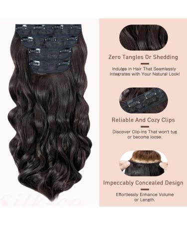4PCS 22 Inch Curly Dark Brown Clip in Hair Extensions - Synthetic Fiber for Women - Buy Online on GoSupps.com