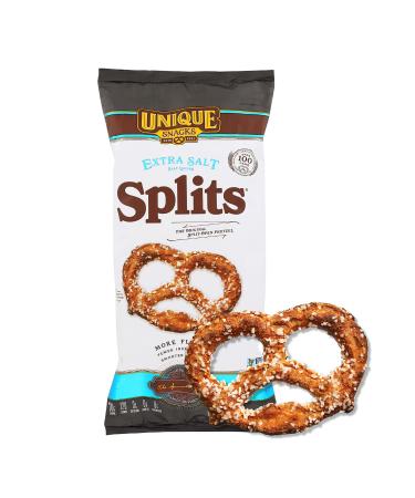 Unique Snacks Extra Salt Splits Pretzels, Delicious Homestyle Baked, Certified OU Kosher and Non-GMO, No Artificial Flavor, 11 Oz Bags (Pack of 6)