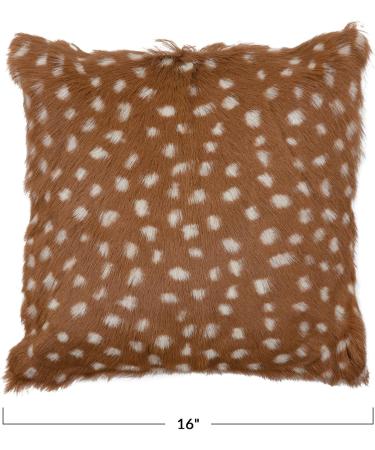 Creative Co-Op Goat Fur Cushion Pillow - Soft Brown & White Accent Pillow for Stylish Home Decor - Buy Online on GoSupps.com