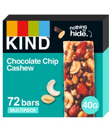 KIND Bars Bulk Pack Chocolate Chip Cashew High Fibre Gluten Free Snack Bars No Artificial Colours Flavours or Preservatives 72 x 40g bars