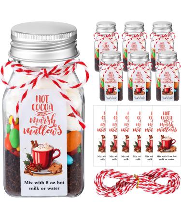 Maxdot Lot de 6 bouteilles de chocolat chaud de No l de 118 ml avec autocollants et corde pour chocolat truffe guimauve cadeaux de f te