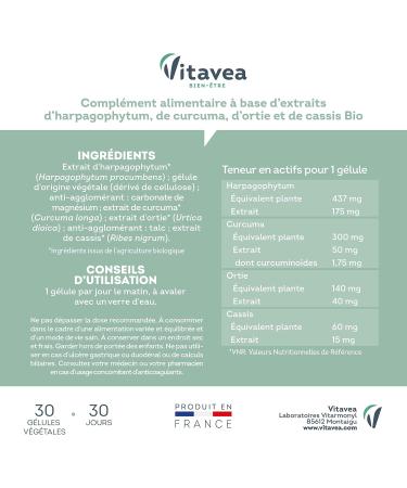 VITAVEA WELL-BEING Joint Expert Complex 4 Organic Active Capsules 30 Vegetable Capsules Made in France - Buy Online on GoSupps.com