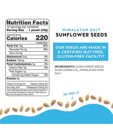 Blakes Seed Based Roasted Sunflower Seeds - Himalayan Salt (12 Count) | Vegan Protein Snack (6g) | Gluten Free, Nut Free, Dairy Free | Healthy Snack for Adults & Kids | Individually Packed - 12 Count Pack - Buy Online on GoSupps.com
