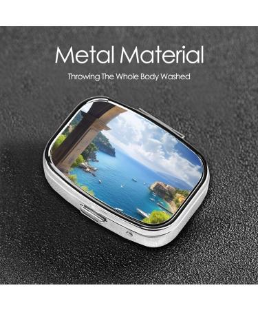 Buy Mediterranean View Printed Square Pill Box | Portable Travel Medicine Organizer for Easy Medication Management - Buy Online on GoSupps.com