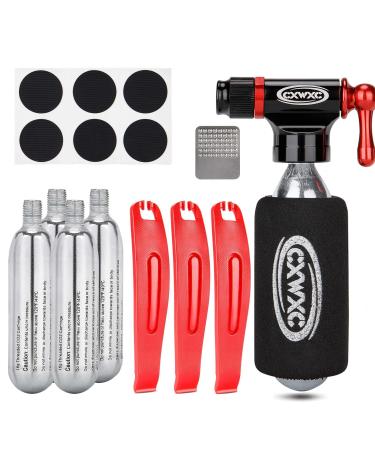CO2 Inflator Kit with 5 X 16g CO2 Threaded Cartridges- Presta & Schrader Valve Compatible -Portable CO2 Bike Tire Pump Come with Glueles Repair Kit for Road & Mountain Bike Style:A - Buy Online on GoSupps.com