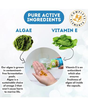 Vegan Omega-3 Algae Oil Capsules - Sustainable Alternative to Fish Oil | 60 High Strength Capsules with 400mg DHA & Vitamin E | Vegetarian Essential Fatty Acids from UK Small Family Company - Buy Online on GoSupps.com