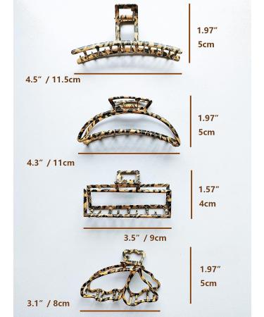 Premium Leopard Grain Claw Hair Clips - Set of 4 Metal Claw Clips for Hair Decoration - Buy Online on GoSupps.com