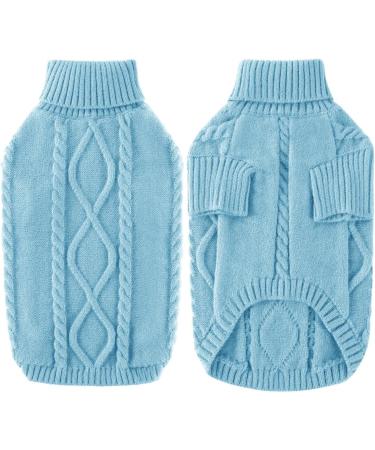 Shop Alagirls Winter Thick Warm Dog Sweater - Soft Turtleneck Knit Clothing for Small Dogs & Cats - Light Blue XS - Buy Online on GoSupps.com