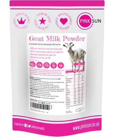 PINK SUN Goat Milk Powdered 1kg Dried Full Cream Powder for Convenient Use Whole Fat Quality Gluten Free - Buy Online on GoSupps.com