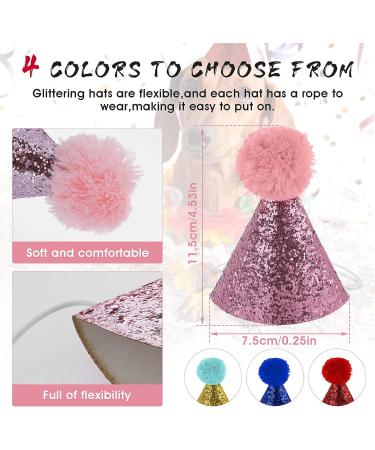 Molain Dog Birthday Hats 4 Pieces Dog Party Hats Party Decorations Accessories for Dog cat Headband hats red royal blue gold pink 11.5 x 7.5 cm - Buy Online on GoSupps.com