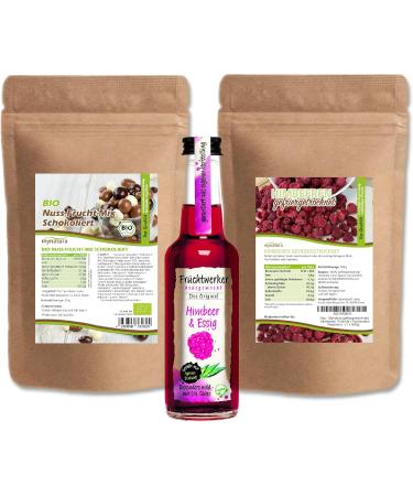 Jeske Sports Supplies Mynatura Gourmet Set 1 I Fruit Worker Raspberry & vinegar + Mynatura Raspberries freezedried 500 g + Mynatura Bio Nut fruit mix chocolate I Snack I fruits - Buy Online on GoSupps.com