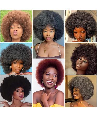 RuiYok 8 Inch Natural Black Afro Wig for Black Women - Premium Synthetic Afro Puff Wig for Costume Cosplay Party - Buy Online on GoSupps.com