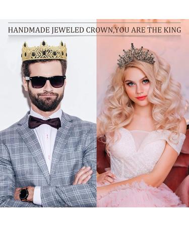 King and Queen Crowns Set - Black Rhinestone Crystal Royal Headwear for Wedding, Homecoming, Prom - 2 Pieces - Buy Online on GoSupps.com