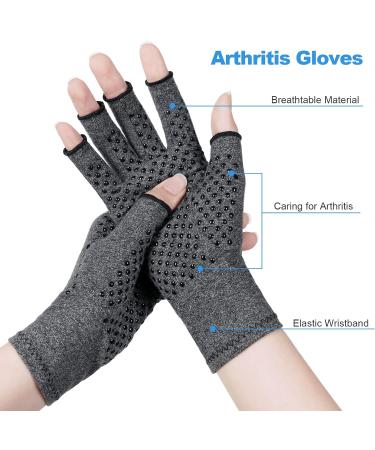 ACWOO Arthritis Compression Gloves - Pain Relief & Support for Hands and Finger Joints - Anti-Slip Fingerless Design - Men and Women (Grey-M) - Buy Online on GoSupps.com