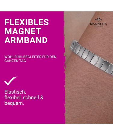 Magnetix Wellness Flexi Magnetic Turntable Classix | Silver Magnetic Jewelry in Matt Gloss Design | Perfect Fit for Swollen Wrists XL | Shop Internationally - Buy Online on GoSupps.com