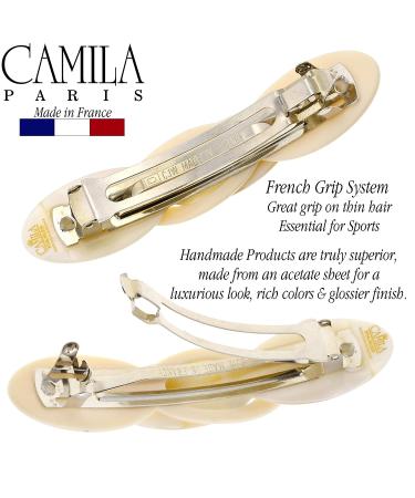 Camila Paris CP2337 French Handmade Interlock Cream & Pearl Barrettes for Girls - Strong Hold Hair Clips for Women - Made in France - Buy Online on GoSupps.com