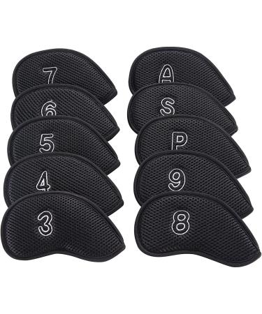10 Pack Black Mesh Golf Iron Covers - Fits Most Irons | Sword & Shield Sports - Buy Online on GoSupps.com