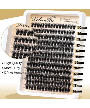 Veleasha 80D Fluffy Lash Clusters - 192PCS D Curl Volume Eyelash Extensions 10-18mm - Soft DIY Cluster Lashes for Home Use - Buy Online on GoSupps.com