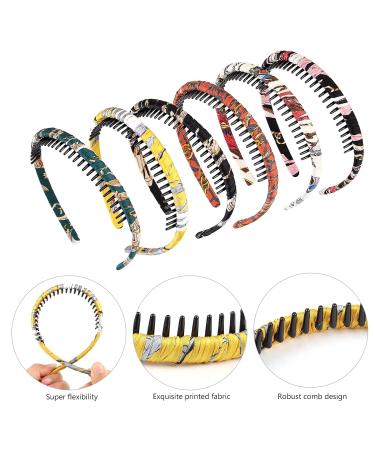 Amcami 6-Piece Non-Slip Comb Headbands for Women - Resin Thin Hair Bands for Makeup & Face Washing - Hair Accessories for Girls - Buy Online on GoSupps.com