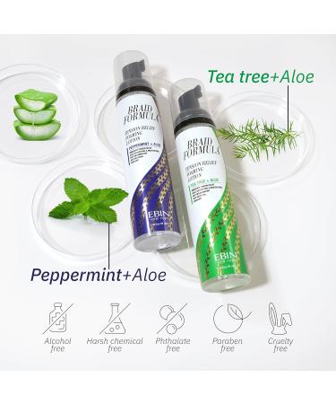 EBIN NEW YORK Braid Formula Tension Relief Foaming Lotion Peppermint & Aloe 3.38 fl. oz./ 100ml - Nourishing and Hydration Style your Braids with Ease Frizz Control 3.38 Fl Oz (Pack of 1) Peppermint + Aloe - Buy Online on GoSupps.com