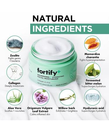 Fortify Anti-Aging Daily Facial Moisturizer with Collagen & Aloe - Nourishing & Hydrating - Vegan, Fragrance-Free - 50ML/1.7Fl.Oz - Buy Online on GoSupps.com