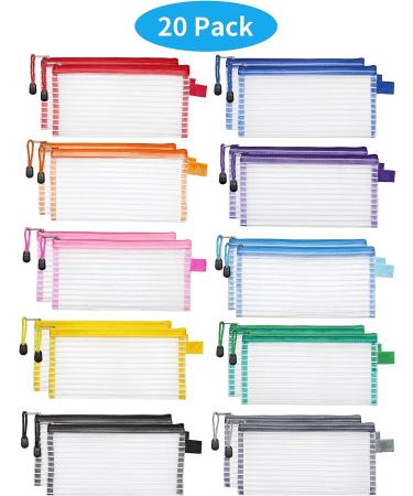 JARLINK 20 Pack Zipper Mesh Pouch - Multipurpose Travel Bags in 10 Colors for Office Supplies, Cosmetics, and Accessories - Buy Online on GoSupps.com