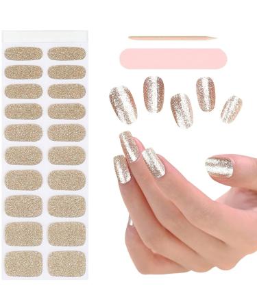 Ebanku 20pcs uv gel nail film gold glitter nail foil self -adhesive uv gel wraps nail sticker nail foil uv hardening with nail file and stick for women girls nail decoration - Buy Online on GoSupps.com