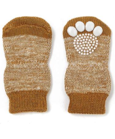 Pet Heroic Indoor Anti-Slip Socks for Dogs & Cats | 8 Sizes S-5XL | Silicone Gel Paw Protection & Traction | Stylish Brown - Buy Online on GoSupps.com
