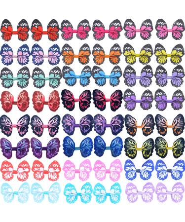 48PCS Multi-colored Dog Bows Hair Clips Pet Hair Clips Butterfly Hair Grooming Top Knots Pet Hair Bows Hair Accessories for Puppy Rabbit Cat and Yorkshire