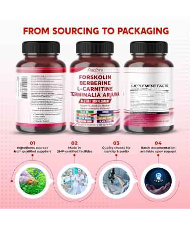 All-in-1 Herbal Blend with Forskolin Berberine & L-Carnitine Daily Wellness Support 150 Capsules 150 count (pack of 1) - Buy Online on GoSupps.com