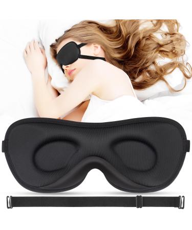 Newly Anti-Slip Eye Mask for Men Women Sleep Mask with 2 Straps Upgraded 2.0 Sleeping Mask for Perfect Light Blocking Soft 3D Sleep Eye Mask without Falling Off Black