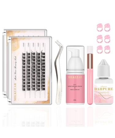 DAHPURE Long-lasting Eyelash Extension Kit 120 PCS DIY Lash Extension Kit at Home Friendly for Lash Extension Beginners Individual Lashes Kit all Tools Included