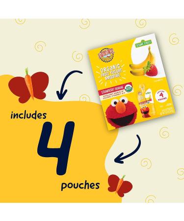 Earth's Best Organic Sesame Street Toddler Snacks - Strawberry Banana Yogurt Smoothie | 4.2 oz Pouch (Pack of 4) - Buy Online on GoSupps.com